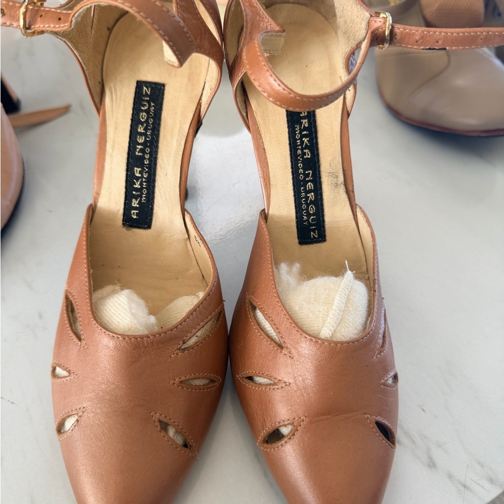 Ballroom Dance Tan Leather Heels